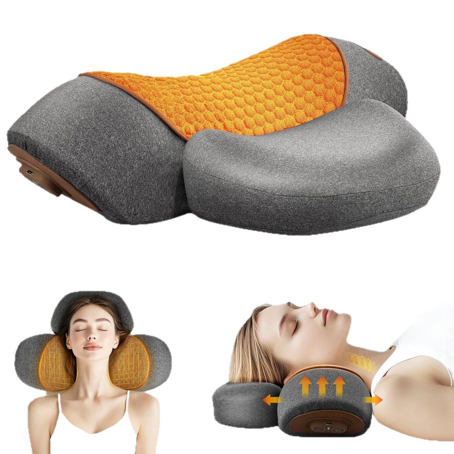 Heated Cervical Neck Pillow with Massage & Memory Foam