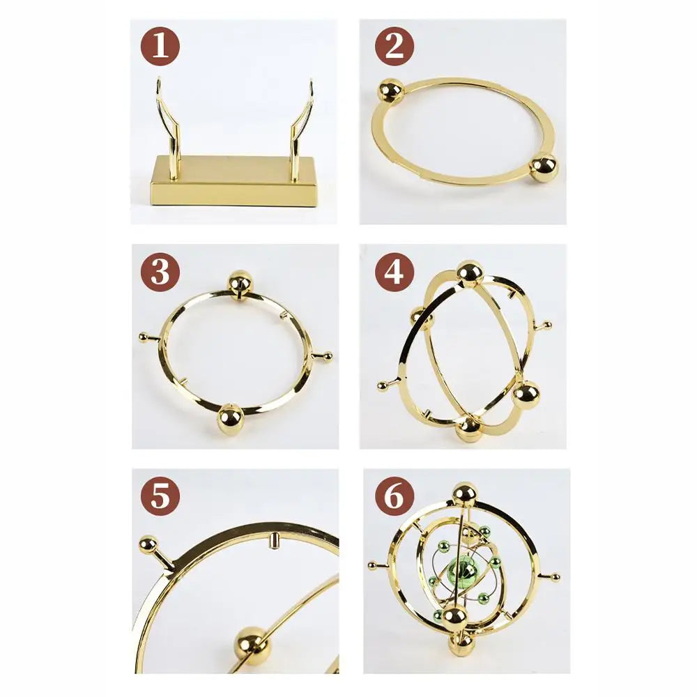 Celestial Orbit Pendulum Perpetual Motion Machine 22.9x22.5cm – Hypnotic Kinetic Art, Rotating Astronomy Sculpture, Desk Decor Gift
