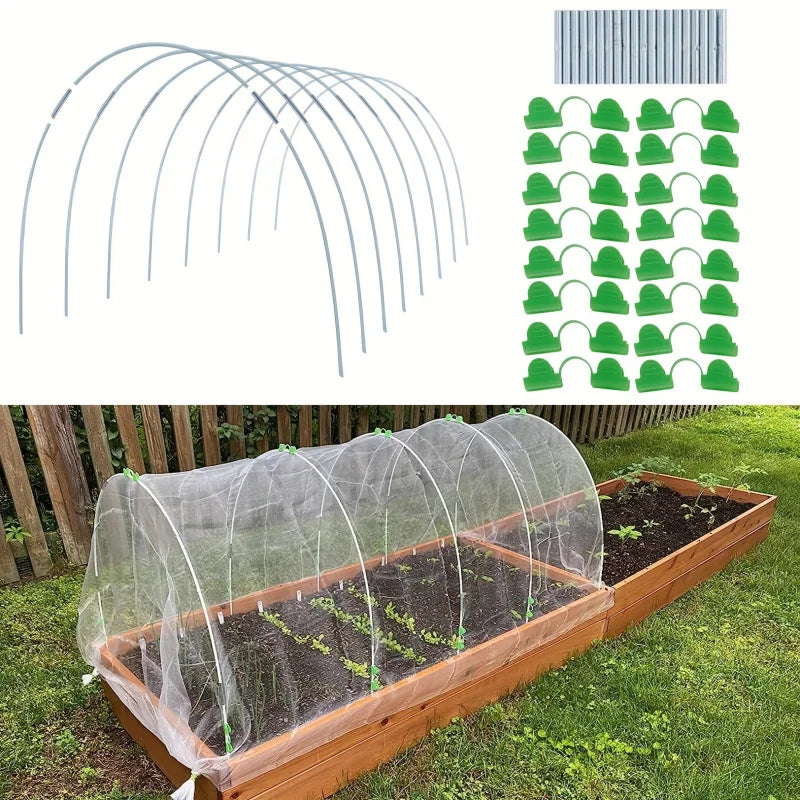 25pcs Rust-Proof Fiberglass Garden Hoops | DIY Grow Tunnel Support Frame for Raised Beds & Garden Fabric