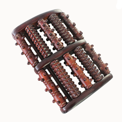 Wooden Foot Massage Roller, Dark Brown