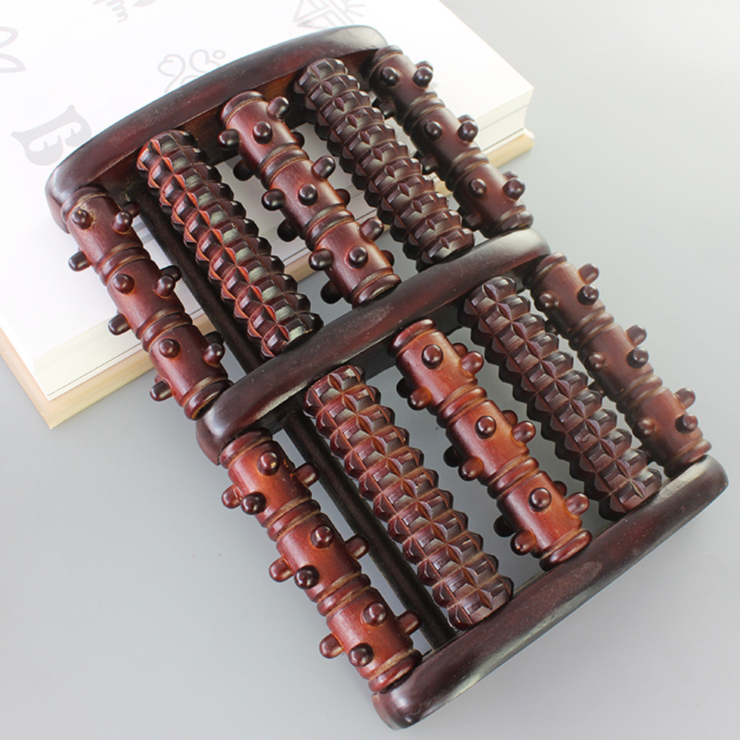 Wooden Foot Massage Roller, Dark Brown