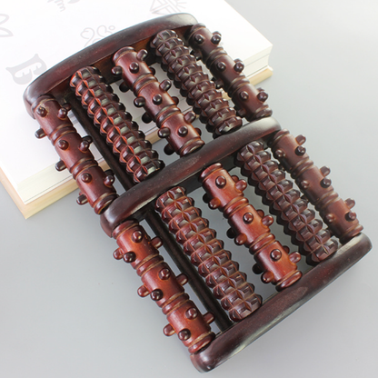 Wooden Foot Massage Roller, Dark Brown