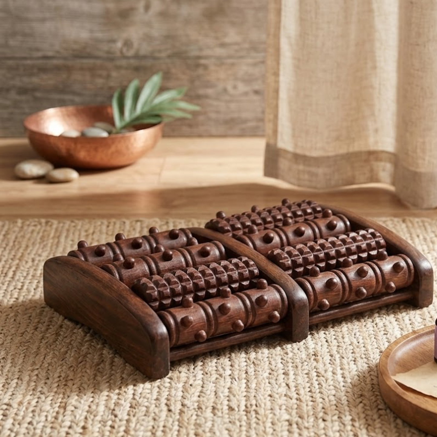 Wooden Foot Massage Roller, Dark Brown