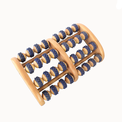 Wooden Foot Massage Roller - Blue