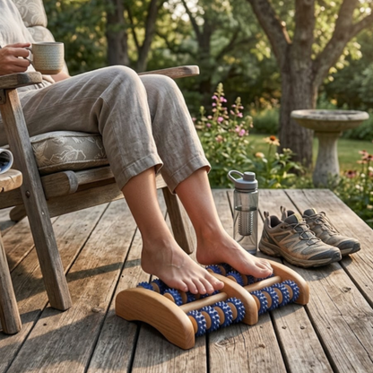 Wooden Foot Massage Roller - Blue