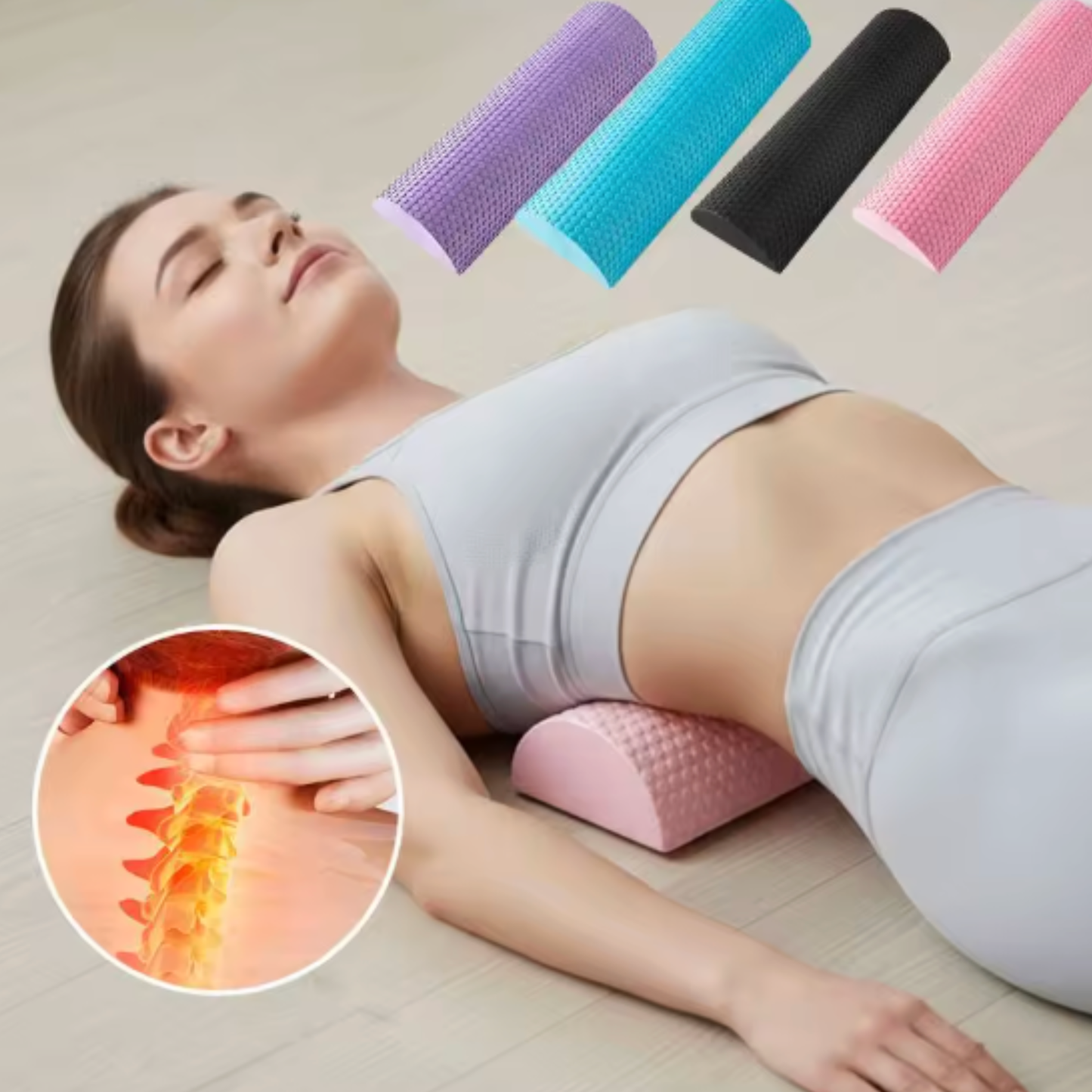 Solid Semicircular Foam Roller 30cm x 7.5cm