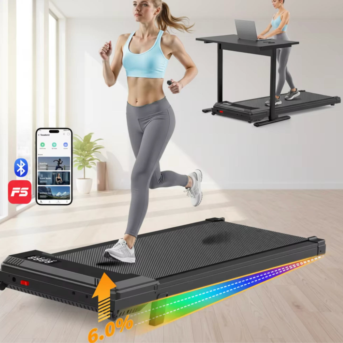 Foldable Incline Walking Pad | APP & Remote Control | 1-8 KM/H