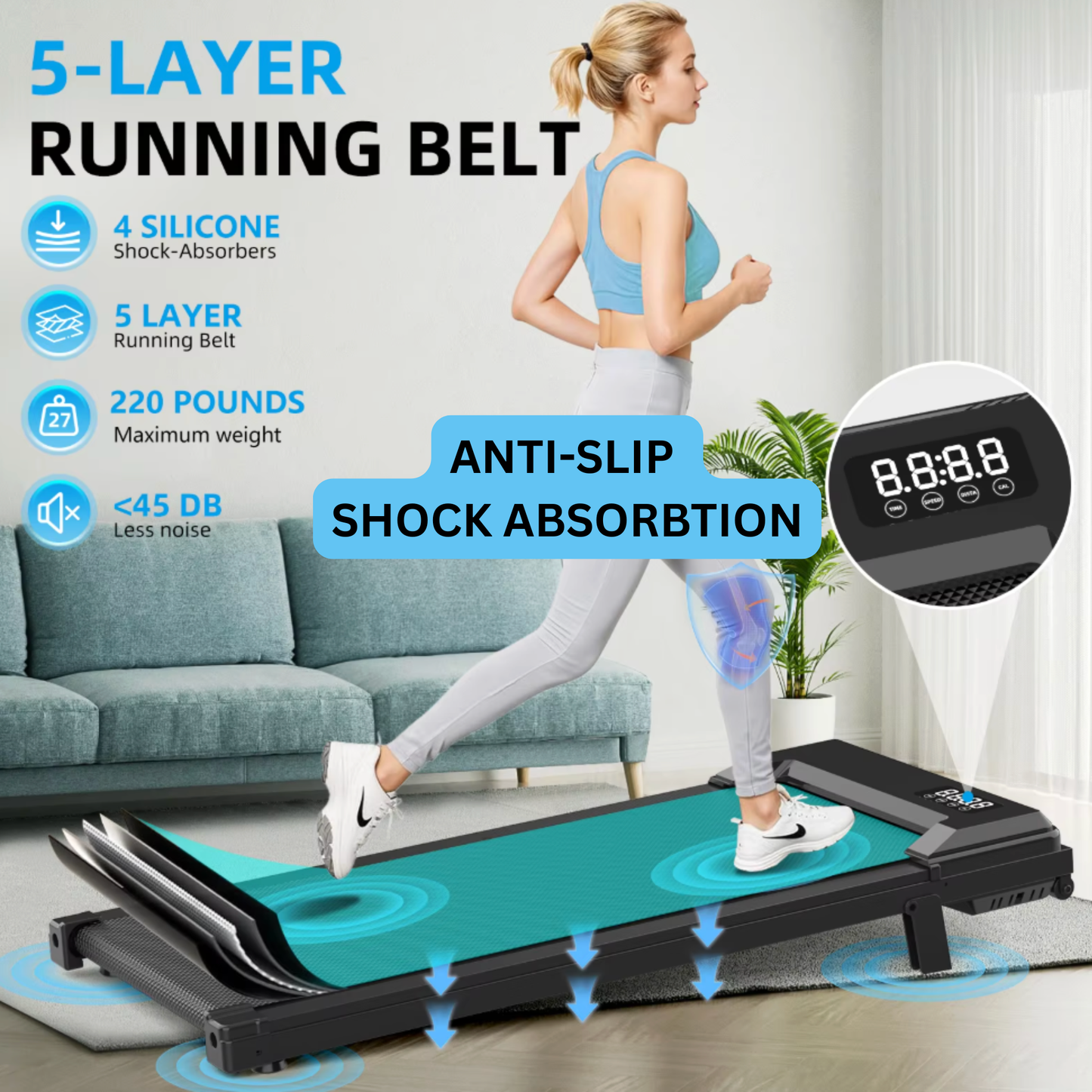 Foldable Incline Walking Pad | APP & Remote Control | 1-8 KM/H
