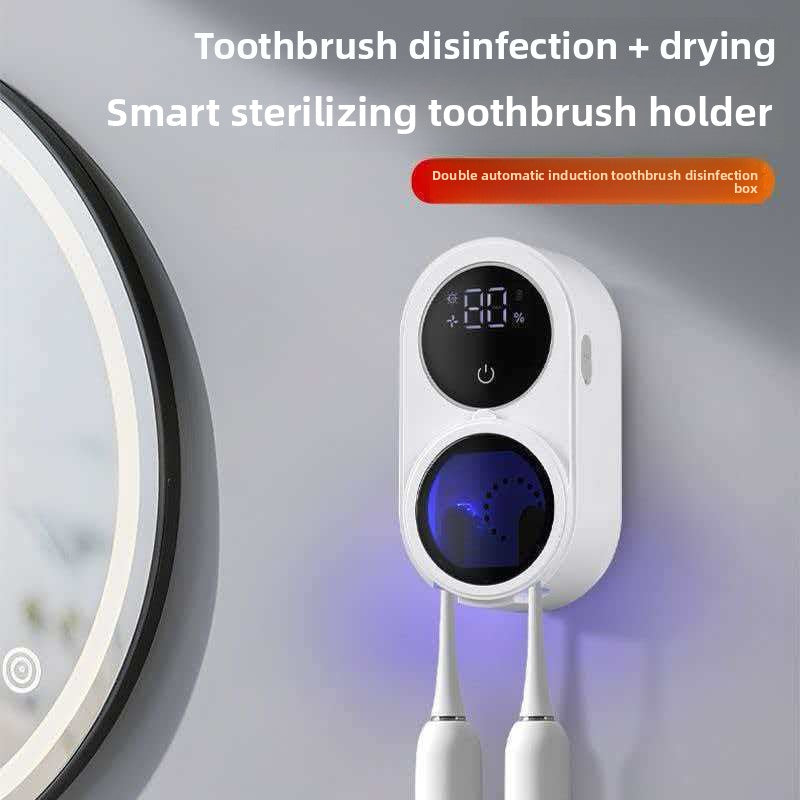 UV Toothbrush Sterilizer & Holder – Wall Mount, Touch Control, USB Charging