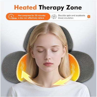 Heated Cervical Neck Pillow with Massage & Memory Foam