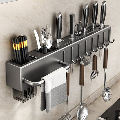 Wall-Mounted Knife & Utensil Rack – Stainless Steel