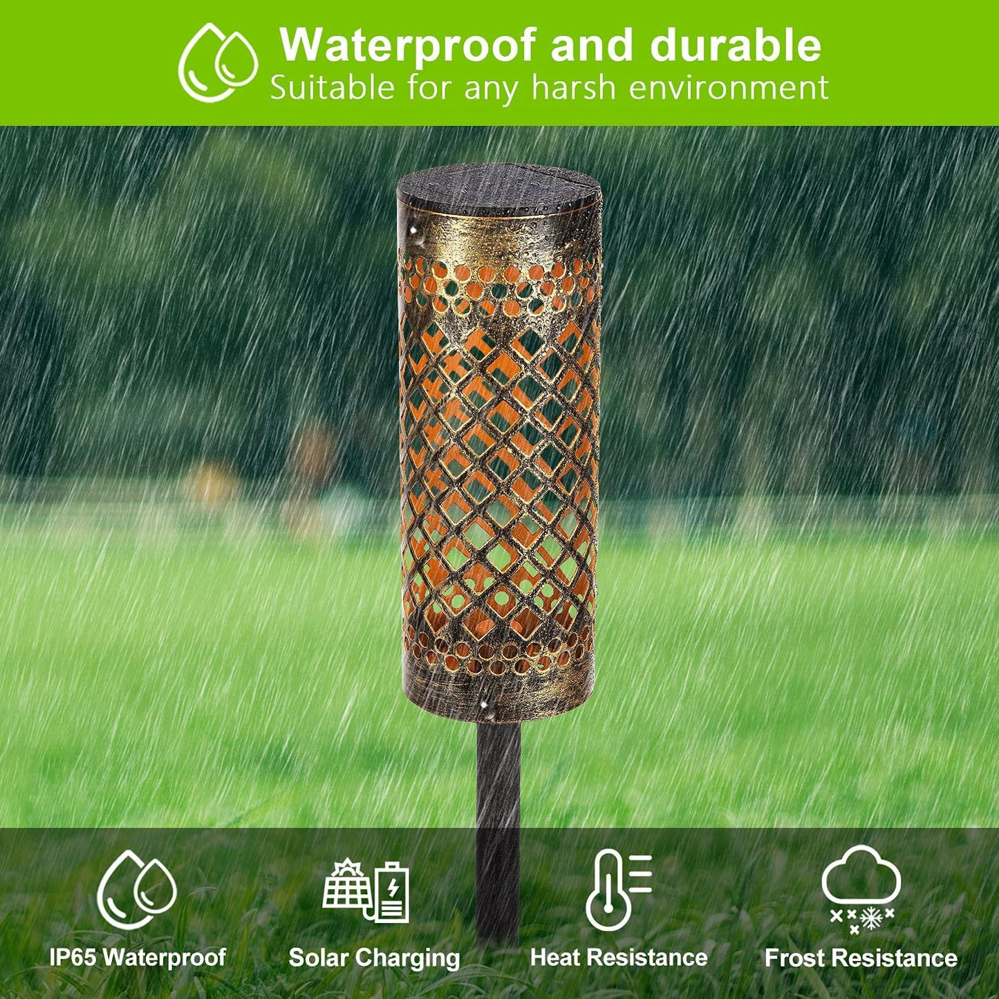 Metal Solar-Powered Lawn Lamp - Waterproof
