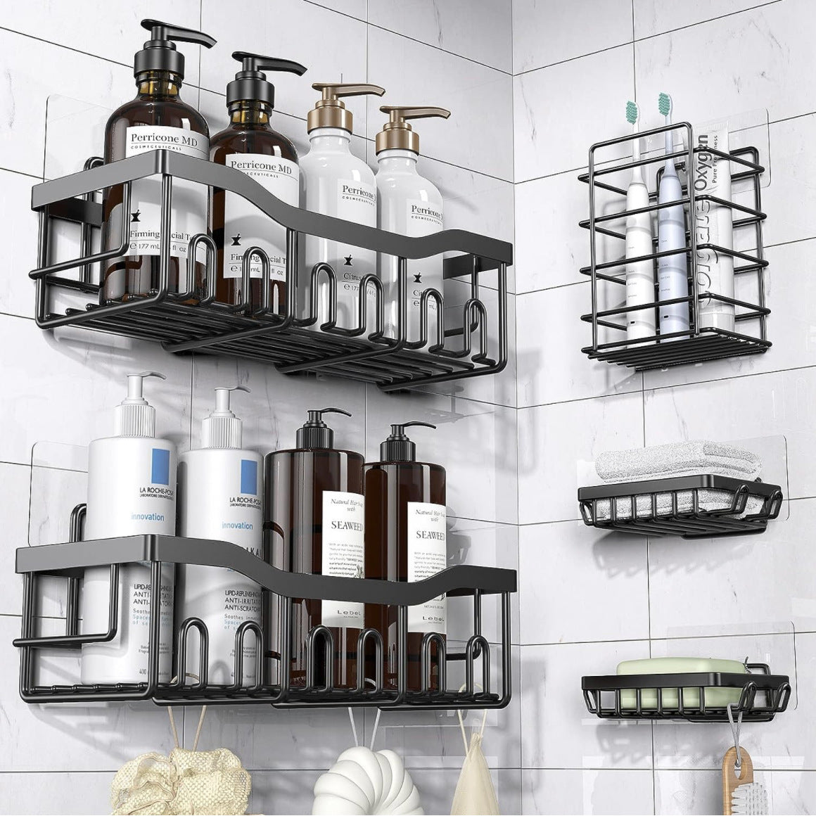 Wall-Mounted Bathroom Organizer Rack