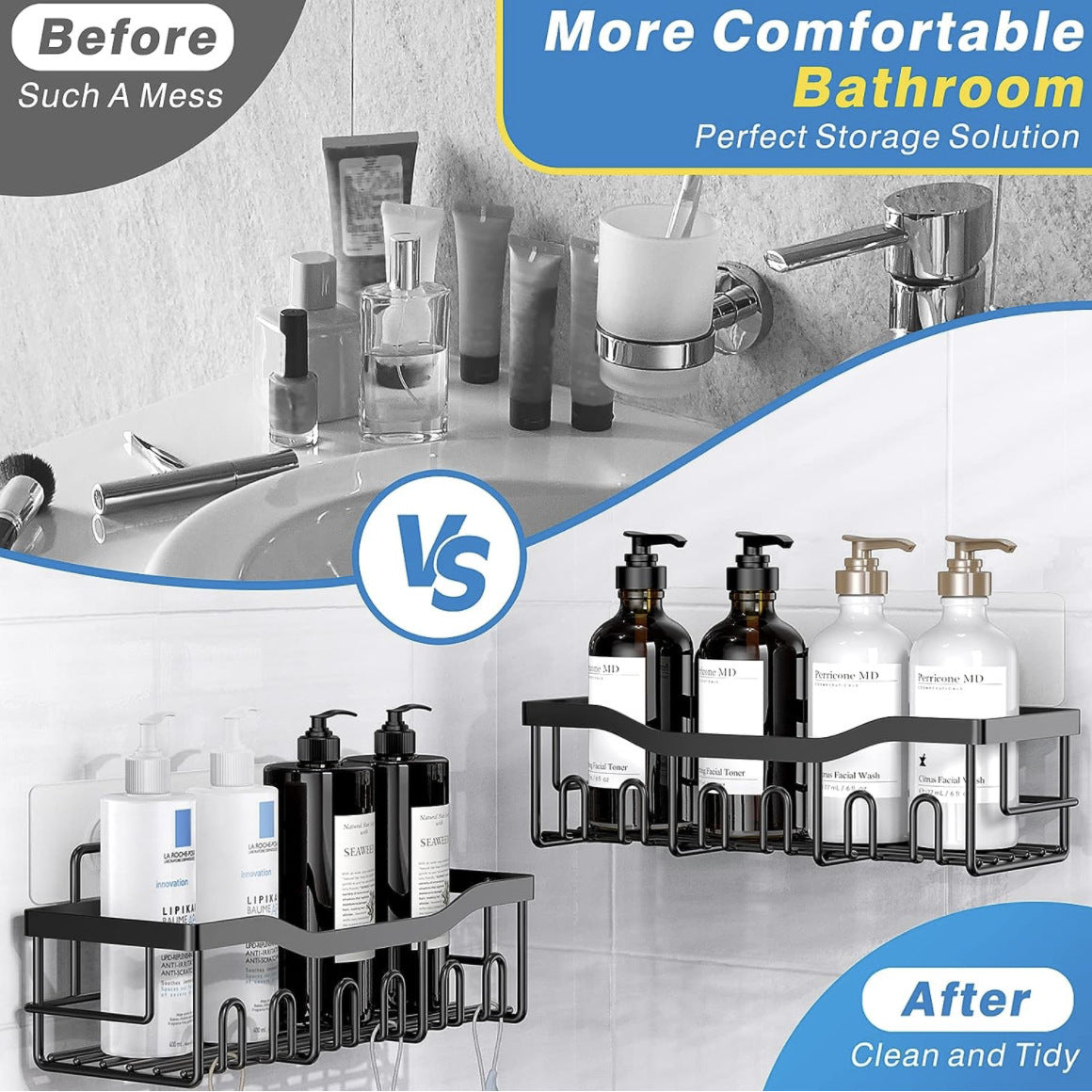 Wall-Mounted Bathroom Organizer Rack