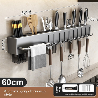 Wall-Mounted Knife & Utensil Rack – Stainless Steel