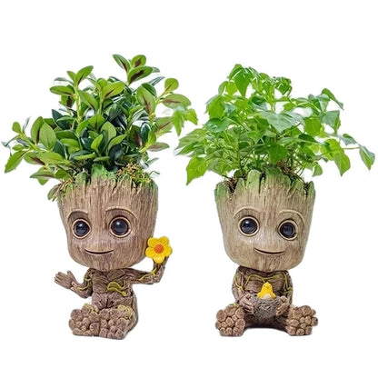 Groot Tree Man Miniature Figurine 5cm – Adorable Galaxy Guardian Desk Ornament, Succulent Planter, Pop Culture Home Decor Gift