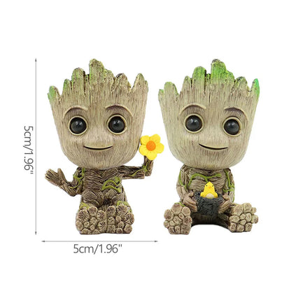 Groot Tree Man Miniature Figurine 5cm – Adorable Galaxy Guardian Desk Ornament, Succulent Planter, Pop Culture Home Decor Gift