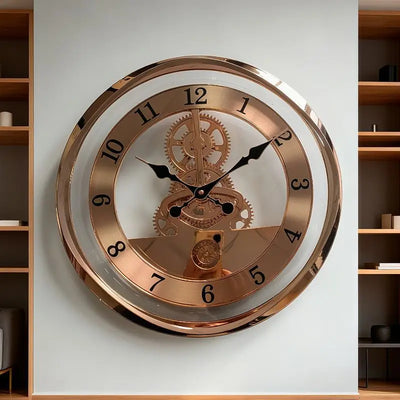 Luxury Gear Wall Clock - Silent Quartz Timepiece with Moving Gears (Gold or Rose Gold)