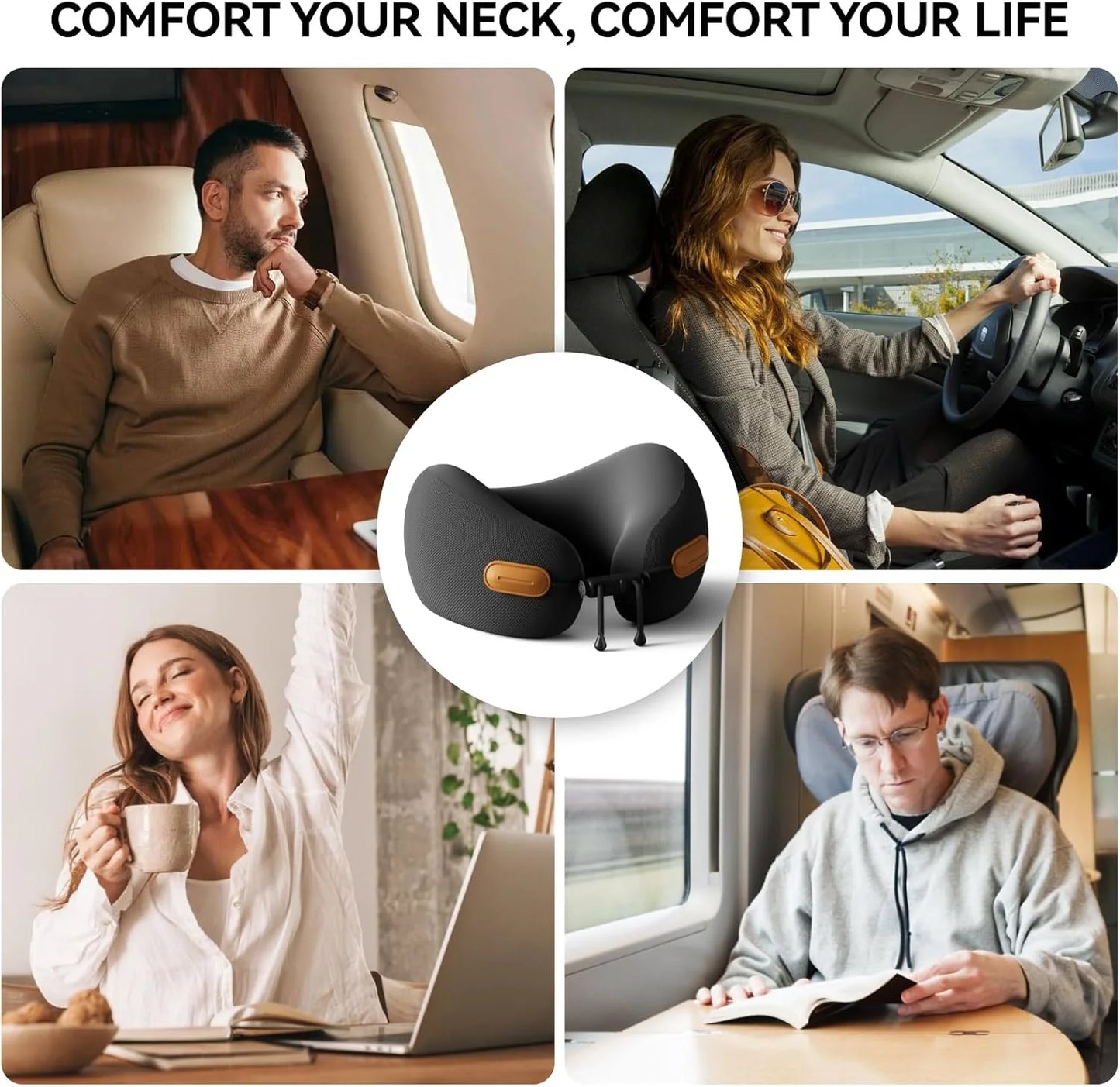 Memory Foam U-Shape Travel Neck Pillow – Portable Support for Airplane, Office & Home