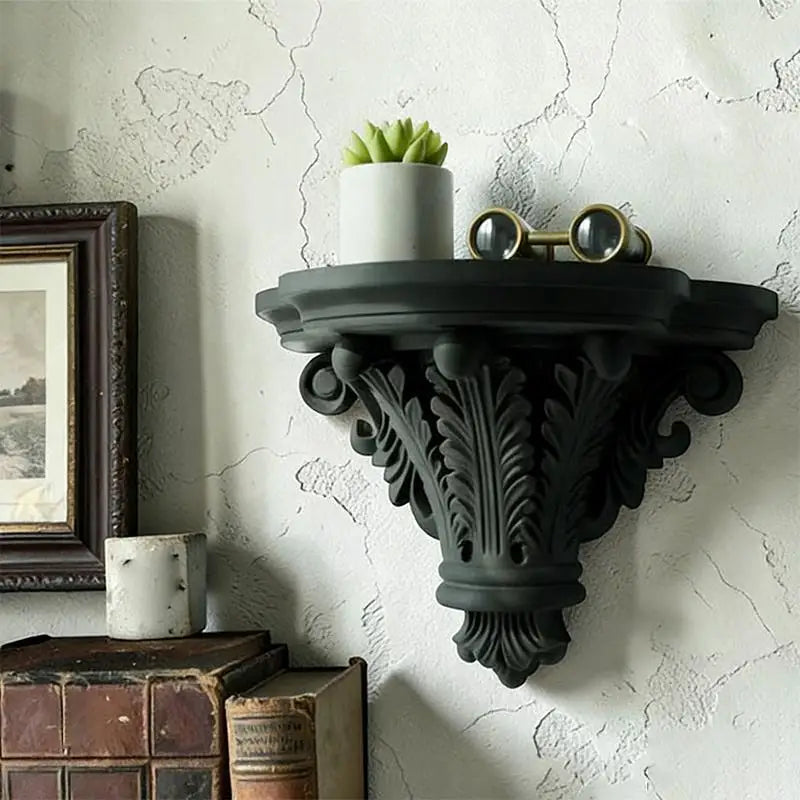 Gothic Floating Wall Shelf – Double Tier Wall Mounted Storage Rack for Home, Office & Bedroom Decor, 19×9×13cm