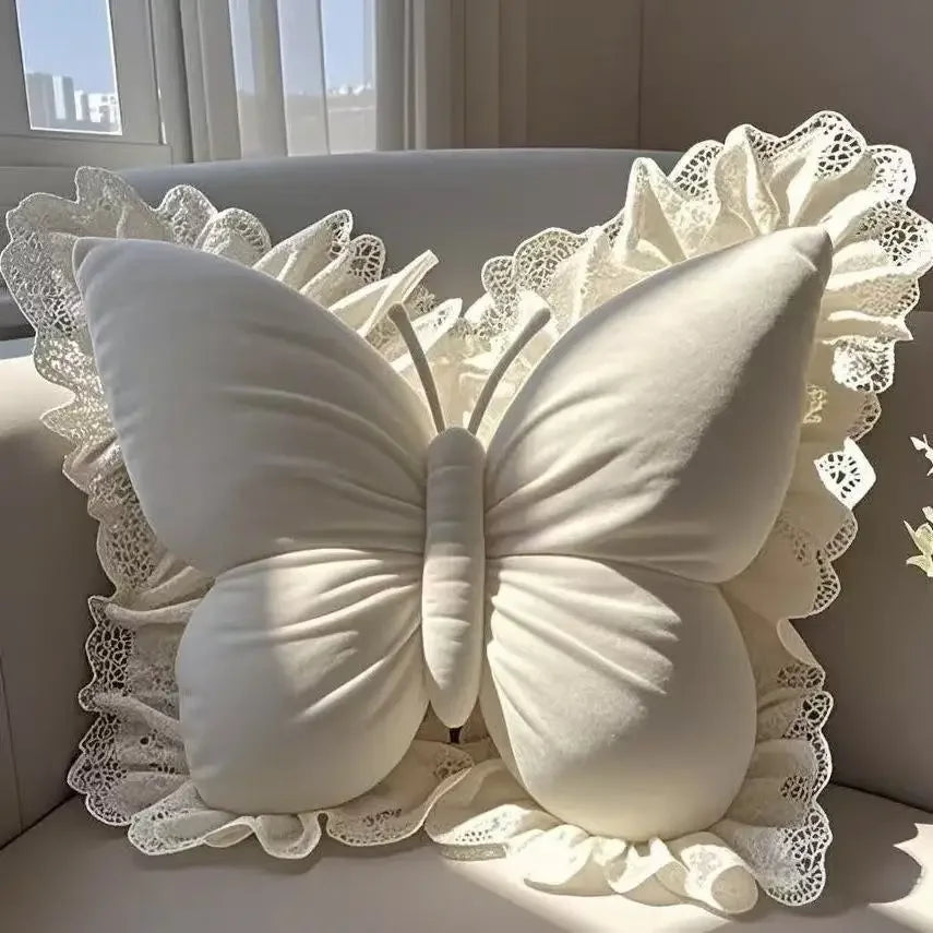 Princess Butterfly Bow Cushion Pillow – Soft Decorative Pillow for Sofa, Bedroom