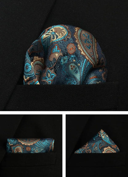 Silk Paisley Necktie Gift Set – Tie, Pocket Square, Cufflinks & Clip