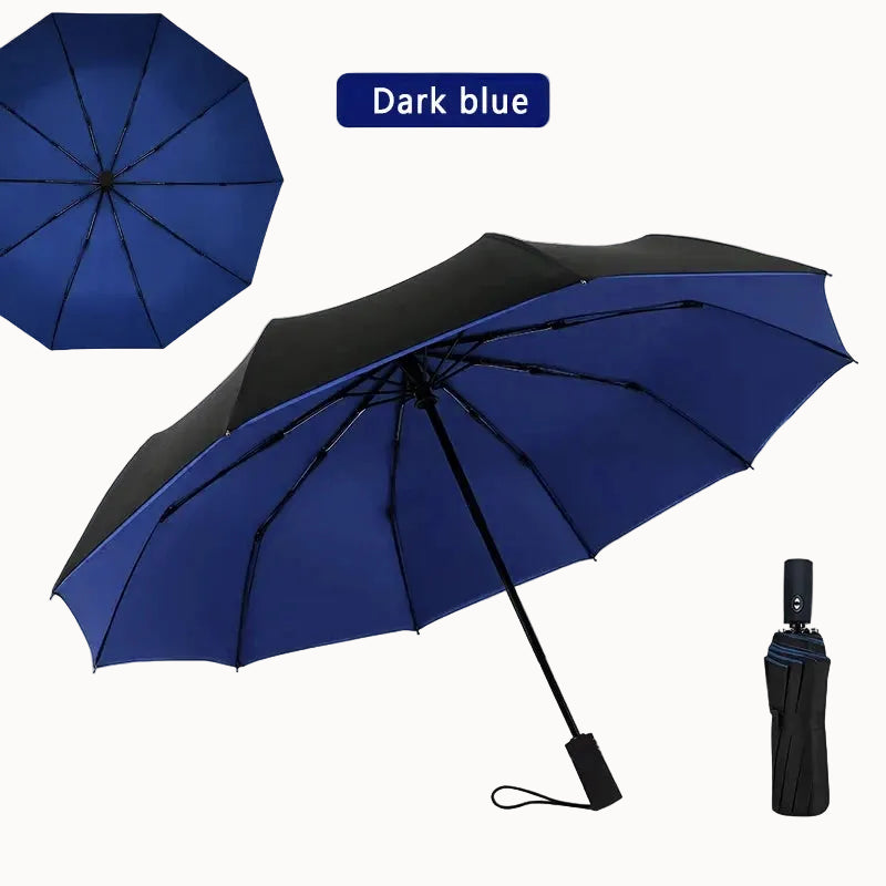 Double Layer Windproof Auto Open & Close Umbrella – 10-Rib Triple Fold