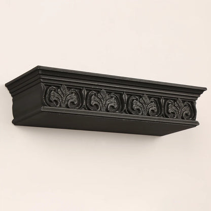 Gothic Long Strip Wall Shelf – Retro Carved Floating Wall Mounted Rack for Dark-Style Home Decor & Storage