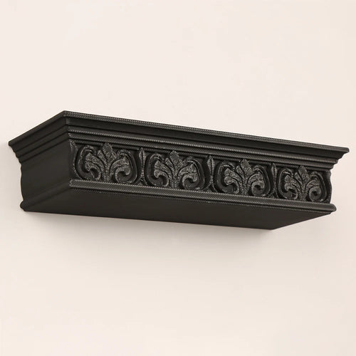Gothic Long Strip Wall Shelf – Retro Carved Floating Wall Mounted Rack for Dark-Style Home Decor & Storage