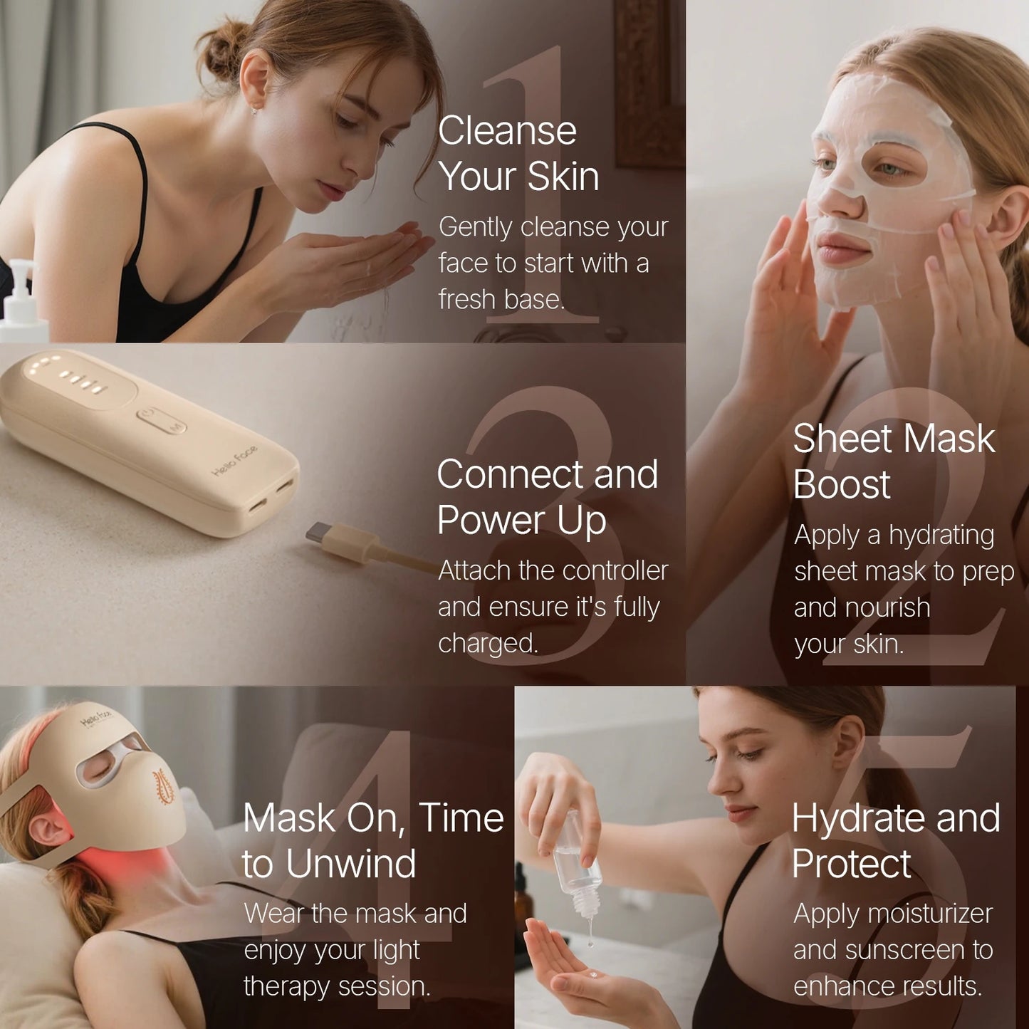 LED Light Therapy Face Mask – 311 LEDs, 4 Modes