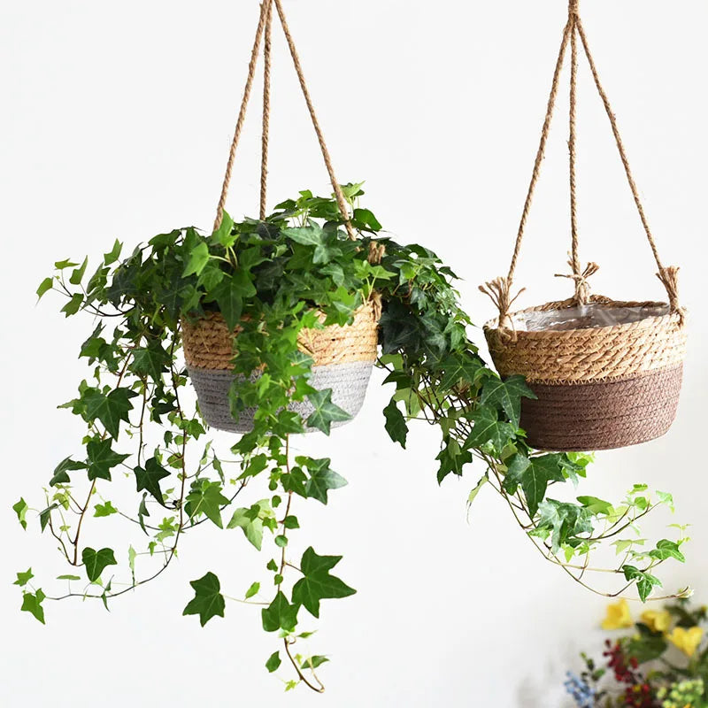 Hanging Planter Basket | Jute Rope Woven Plant Hanger for Indoor & Outdoor Decor