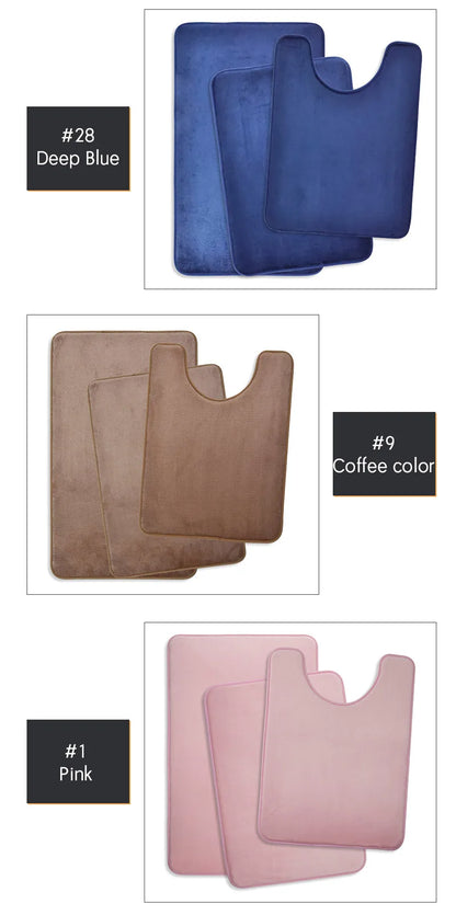 3-Piece Microfiber Bathroom Mat Set – Non-Slip, Absorbent Bath, Toilet & Shower Mats