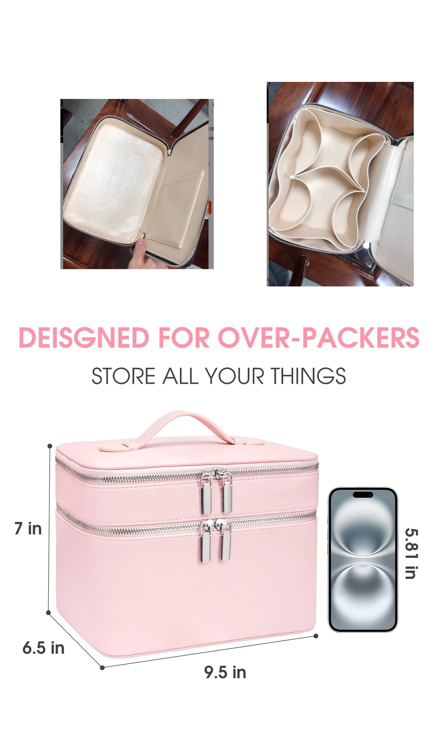 Double-Layer PU Makeup & Cosmetic Bag