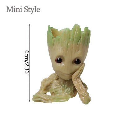 Groot Tree Man Miniature Figurine 5cm – Adorable Galaxy Guardian Desk Ornament, Succulent Planter, Pop Culture Home Decor Gift