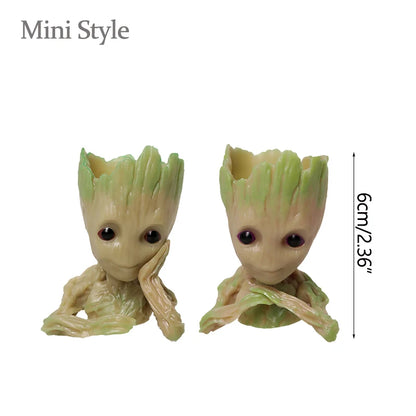 Groot Tree Man Miniature Figurine 5cm – Adorable Galaxy Guardian Desk Ornament, Succulent Planter, Pop Culture Home Decor Gift