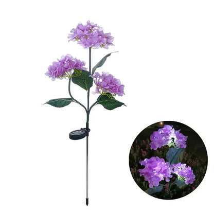 Hydrangea Solar Garden Lamp – 3-Head Outdoor Flower Light