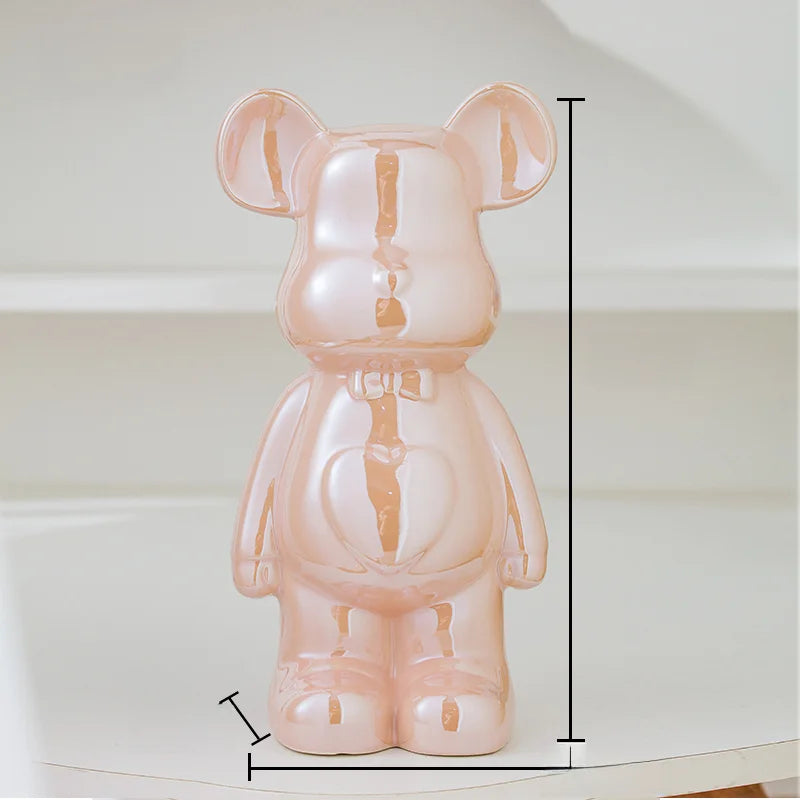 Nordic Ceramic Bear Brick Figurine 17/27cm – Aesthetic Teddy Bear Sculpture, Living Room Shelf Decor, Unique Home Gift