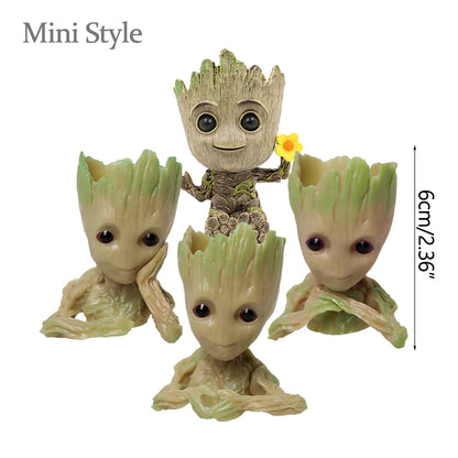 Groot Tree Man Miniature Figurine 5cm – Adorable Galaxy Guardian Desk Ornament, Succulent Planter, Pop Culture Home Decor Gift