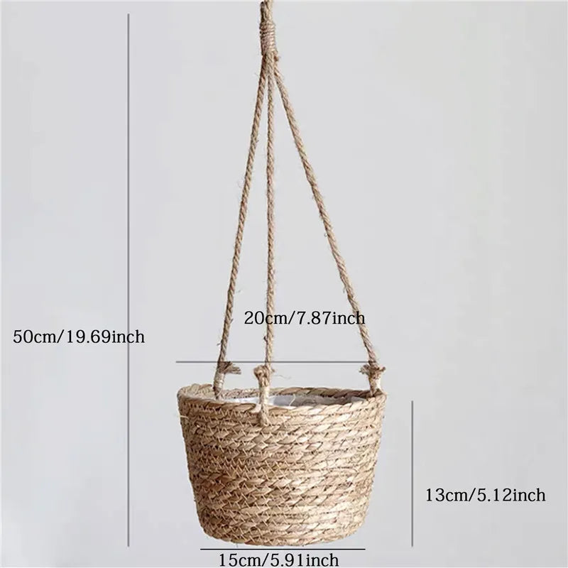 Hanging Planter Basket | Jute Rope Woven Plant Hanger for Indoor & Outdoor Decor