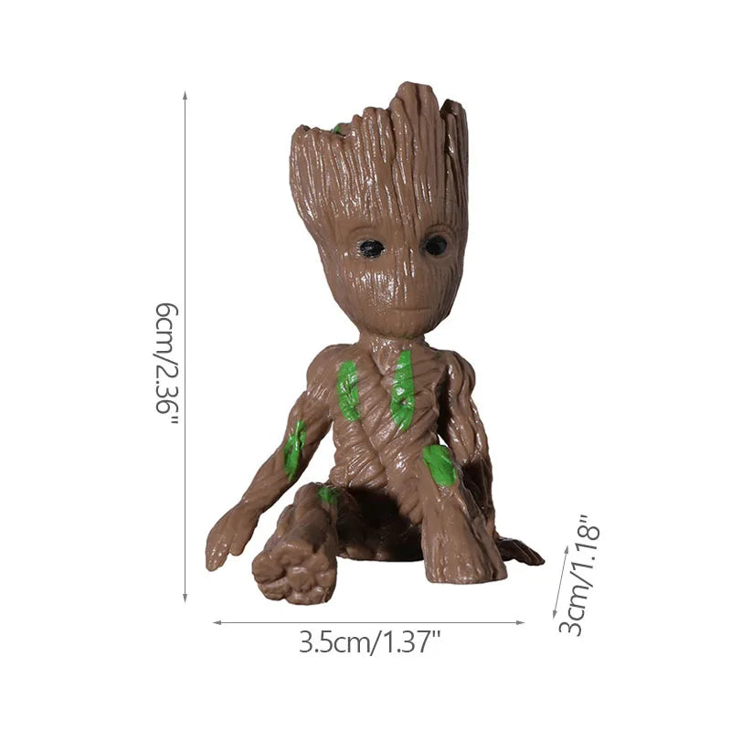 Groot Tree Man Miniature Figurine 5cm – Adorable Galaxy Guardian Desk Ornament, Succulent Planter, Pop Culture Home Decor Gift