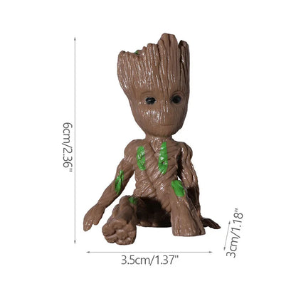 Groot Tree Man Miniature Figurine 5cm – Adorable Galaxy Guardian Desk Ornament, Succulent Planter, Pop Culture Home Decor Gift