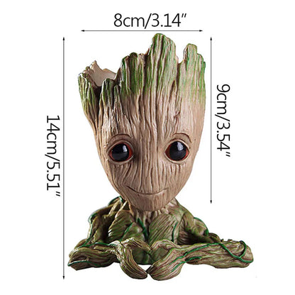 Groot Tree Man Miniature Figurine 5cm – Adorable Galaxy Guardian Desk Ornament, Succulent Planter, Pop Culture Home Decor Gift