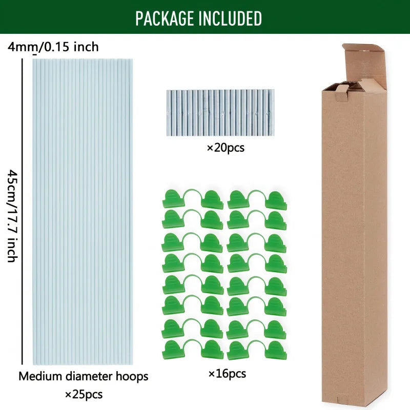 25pcs Rust-Proof Fiberglass Garden Hoops | DIY Grow Tunnel Support Frame for Raised Beds & Garden Fabric