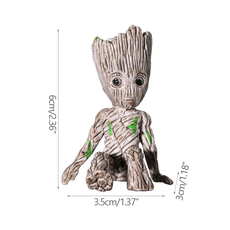 Groot Tree Man Miniature Figurine 5cm – Adorable Galaxy Guardian Desk Ornament, Succulent Planter, Pop Culture Home Decor Gift