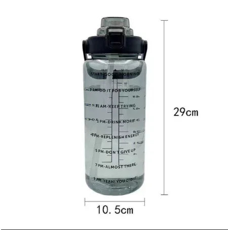 2L Motivational Water Bottle with Straw & Time Markers