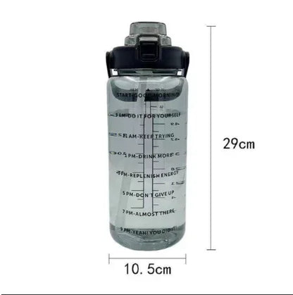 2L Motivational Water Bottle with Straw & Time Markers