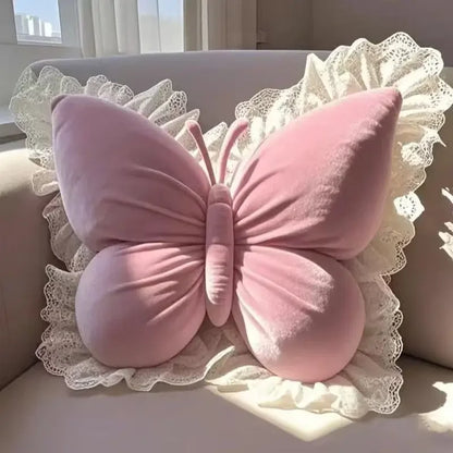 Princess Butterfly Bow Cushion Pillow – Soft Decorative Pillow for Sofa, Bedroom