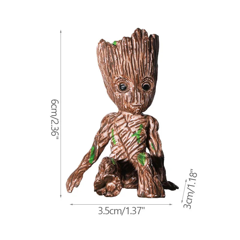 Groot Tree Man Miniature Figurine 5cm – Adorable Galaxy Guardian Desk Ornament, Succulent Planter, Pop Culture Home Decor Gift