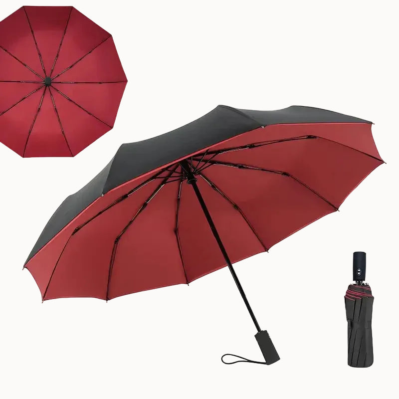 Double Layer Windproof Auto Open & Close Umbrella – 10-Rib Triple Fold