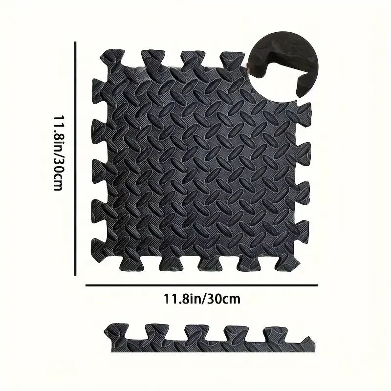 PVC Interlocking Gym Floor Tiles – 30x30cm, 10mm Thick Non-Slip Fitness Mat